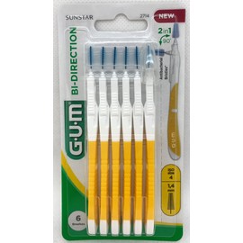 GUM BI-Direction ISO 4 Interdental Brush for Cleaning Tooth Back/Frontal, Diameter 1.4 mm, Pack of 6