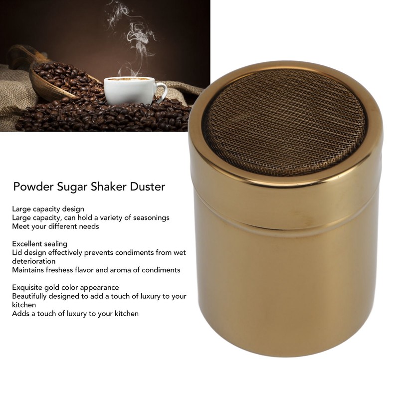 Powder Sugar Shaker Duster Multipurpose Fine Mesh Large Capacity Stainless