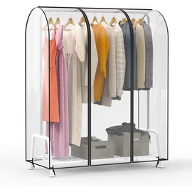 Clear Garment Rack Cover, 6Ft Transparent Clothes Rack Cover Waterproof Clothing Rack Cover with 2 Durable Zippers for Garment Rack (72"L x 20"W x 60"H, Rack Not Included) - Color: 50"L x 20"W x 60"H