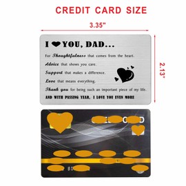 Richesele Dad Gifts from Daughter Son - Valentines Day Gifts Idea for Dad - I Love You Dad Engraved Wallet Card - Dad Fathers Day Present
