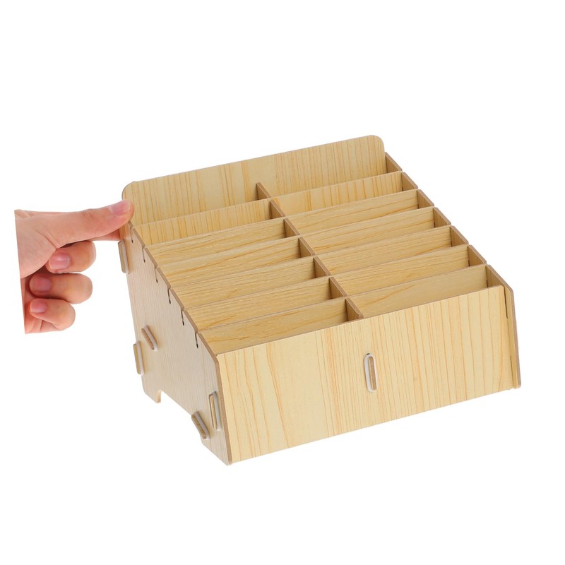 MAGICLULU Wooden Cell Phone Organizer with Compartments Multifunctional Desktop Storage