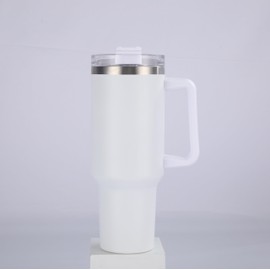 40 oz Stainless Steel Thermal Tumbler with Silicone Divider Liner – 2-in-1 for Two Drinks, Separates Liquids, Keeps Drinks Hot or Cold for Hours, BPA-Free, Durable Travel Tumbler (White/Cyan)