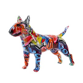 FLYuechun Ranan Art Creative Simple Colorful Bull Terrier Ornaments Statue Resin Pet Dog Figurine Crafts Home Decoration Color Modern Office Desktop Craft (G861 RA)
