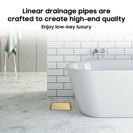 DLONE Square Shower Drain | 6 Inch Brushed Gold AISI 304 Stainless Steel Shower Drain with 2-in-1 Tile Insert Panel, Shower Floor Drain in Bathroom, Balcony etc
