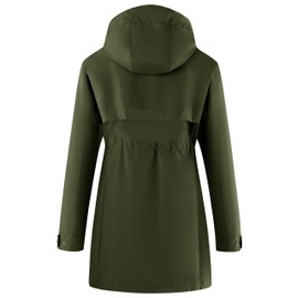 wantdo Women's Waterproof Raincoats Long Hooded Trench Coats Windbreaker Jackets for Outdoor (Green, L)