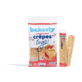 bakerly Strawberry Filled Crepes to go! Non GMO, Free from Artificial Flavors & Colors, Pack of 4, 6-Count (24 Total Crepes)
