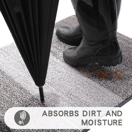 Kitinjoy Indoor Outdoor Door Mat, 40x32 Non-Slip Absorbent Dirt Trapper, Low-Profile Washable Inside Entrance Front Floor Mat, Sturdy Soft Entry Doormats for Entryway, Light Grey