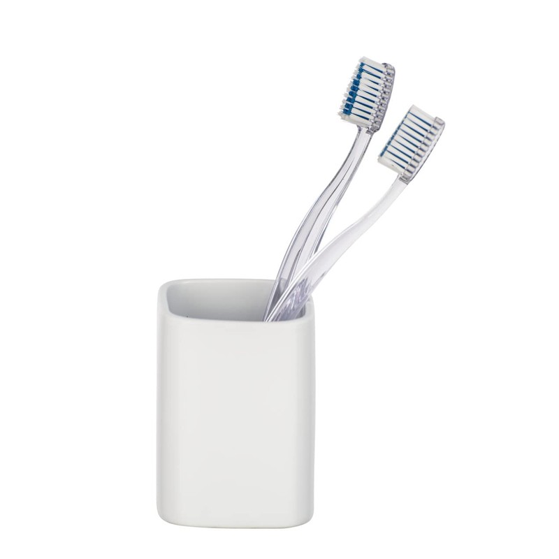 Wenko ceramica portaspazzolino Hexa opaco, Bianco, 6.5 x 6.5 x