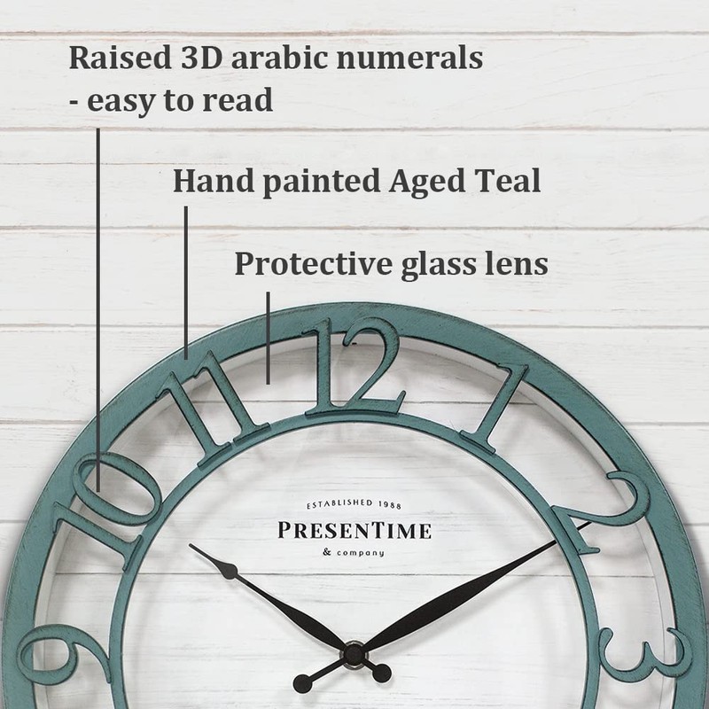 Presentime & Co 13" Farmhouse Series Wall Clock, Shiplap Style,