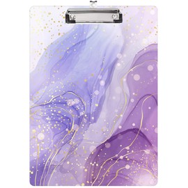 Fashion Clipboard, A4 Letter Size Wooden Decorative Clipboards for Teacher, Nurse, Doctor,Student and Kids, Cute Design for Standard Size 12.2" x 8.9"(C-Light Purple Marble)