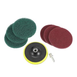 5 Inch Drill Power Scrubber Scouring Pads Cleaning Kit, Includes 3 Red Scrub Pad and 3 Green Scrub Pad for Cleaning Auto, Kitchen, Bathroom,Ceramic