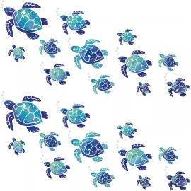 itechpanda Colorful Sea Turtle Wall Decals 24 Pieces Waterproof Decor For Kids Room