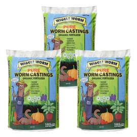 Wiggle Worm 100% Pure Organic Worm Castings Fertilizer, 30-Pounds (3 Pack) - Improves Soil Fertility and Aeration for Houseplants, Vegetables, Gardens, and More – OMRI-Listed and Mineral-Dense