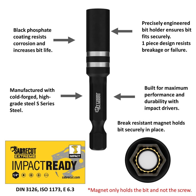 5 x SabreCut SC1160S2_5 55 mm Professional Magnetic Bit Holder