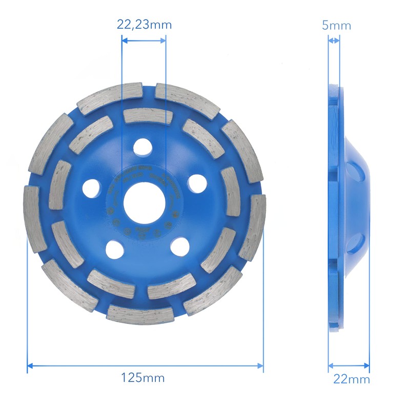 PRODIAMANT Diamond Cup Wheel Standard 125mm x 22.2mm for Concrete,