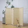 Furnnylane 4 Panel Short Room Divider Screen,Beige Freestanding Partition,Small Bamboo