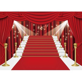 INRUI Red Curtain Stage Photography Background Red Carpet Film Red Curtain Stars Celebrity Party Banner Backdrop (10x8FT)