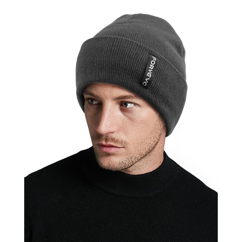 FORVEVO Mens Beanie Hat, Thermal Winter Beanie with Soft Fleece