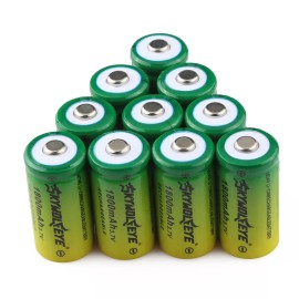 SKYWOLFEYE 10x SKYWOLFEYE 16340 RCR123A 3.7V 1800mAh Rechargeable Li-Ion Battery For Camera