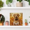 Fall Decor Autumn Maple Leaf Dog Wood Plaque Block Sign