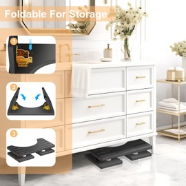 Foldable Toilet Stool, 7 Inch Poop Stool for Bathroom, Bamboo Toilet Stool Squat Adult, Collapsible Potty Step Stool with Non-Slip Strip, Space-Saving, No Assembly, Improve Poop Posture and Comfort