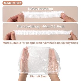 MAQIHAN 200 gorros de ducha desechables para mujer - Gorros de plástico medianos para el cuidado capilar, gorro de ducha transparente para niños, reut