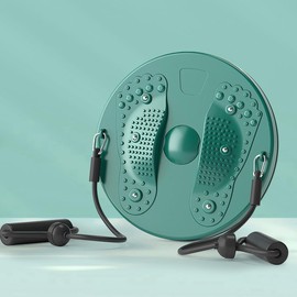Twist Waist Disc Balance Board with Drawstring - Body Shaping Waist Twisting Disc - Fitness Turntable for Home Workout, Waist Wriggling Plate with Resistance Bands and Foot Massage (Green)