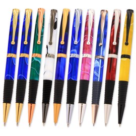 Legacy Woodturning Comfort Pen Kit - Variety, 10 Pack, Includes 2 Gold, 1 each of Chrome, Black Chrome, Copper, Gun Metal, Satin Gold, Satin Silver, Silver, Antique Rose Copper