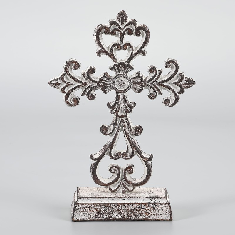 Retrome Metal Cross Stand Tabletop for Home Decor, 10.6" H