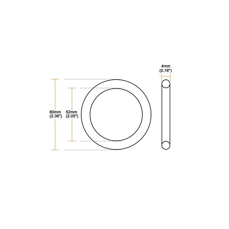 sourcing map Metric Nitrile Rubber O-Rings Seal Rubber 60mm Outer