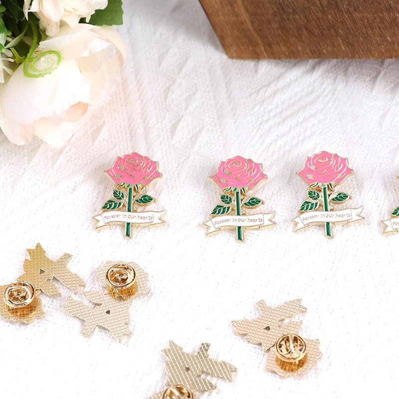 30 Pack Memorial Rose Funeral Pins for Guests, Funeral Favors