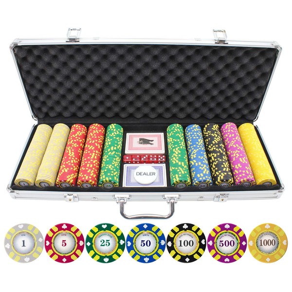 500 Piece Stripe Suited V2 Clay Poker Chips Set