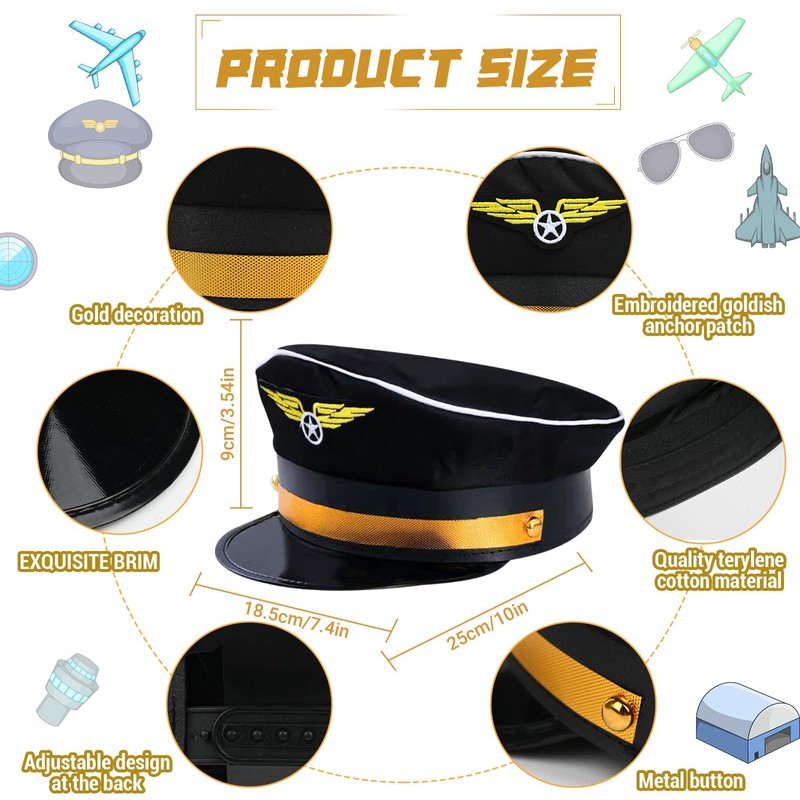 Airline Pilot Captain Costume Include Shirt Pilot Hat Tie Sunglasses