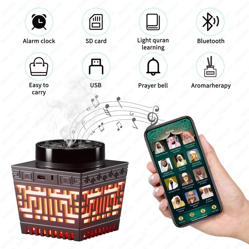 Telawah Bakhoor Incense Burner with Quran, Remote Controlled Speaker and