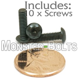 #6-40 Button Head Socket Caps Screws, Alloy Steel w/Thermal Black Oxide, Inch/SAE Fine Thread - MonsterBolts (10, 0.5 in. (1/2"))