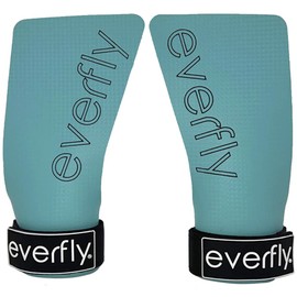 Everfly Fitness Gloves for Crossfit - Grips Men Women - Without Holes - Carbon Fibre - Training Gloves - Gym Calisthenics Equipment - Sports Gloves Pull-Up (Turquoise Black, E)