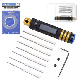 Sujibori Chisel 7 Piece Set, Gunpla Mini 4WD Figure, Plastic Model, Tool Set, Panel Line, Tungsten Steel Material, Streak, Muscle Carving, Model, Line Scriver, Line Gel, Tool (0.0004-0.08 inches
