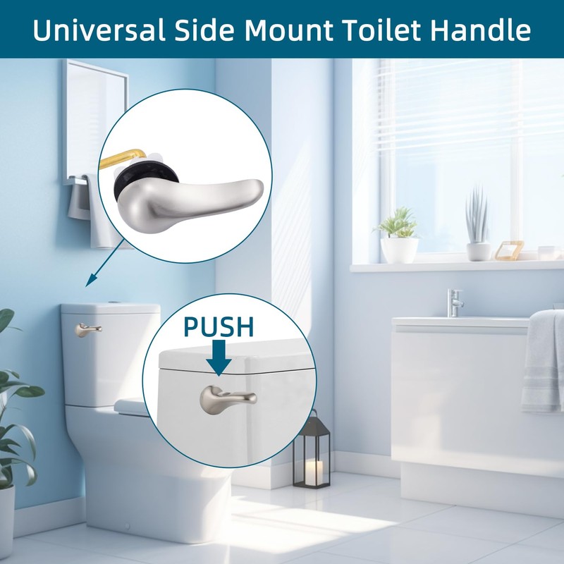 Hygie Rinse 2PCS Universal Metal Toilet Handle Replacement Kit Side