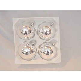 Jingle Bells Lauscha Christmas Tree Decoration 8 cm Ball Silver Plain 4x Mouth-Blown