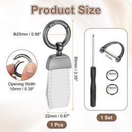 uxcell Car Key Chain, Zinc Alloy Leather Car Keychain Anti-lost D-Ring Key Chain Fob 360 Degree Rotatable Decorative with Screwdriver for Men and Women, Metallic Black/White