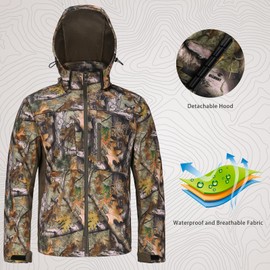 UIIHUNT Hunting Clothes for Men with Fleece Lining: Safety Strap Compatible Water Resistant Silent Hunting Jacket and Pants