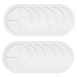 TrueCraftware- 3 Compartment Deep 10-1/4” Serving Plate White Color Melamine Set of 12- Dishwasher Safe Break-Resistant Serving Platter Dinner Plates Portion Plates for Dinner Home Restaurants