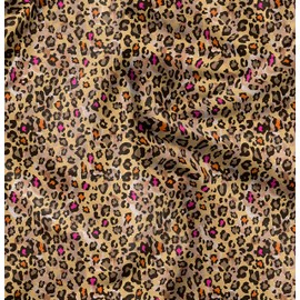 Soimoi Orange Velvet Fabric Leopard Animal Skin Printed Fabric 1 Yard 58 Inch Wide