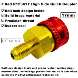 R1234YF Quick Coupler Kit, R1234yf to R134a Adapter,High Low Side Connector Conversion Kit for AC Charging R-1234yf Refrigerant Air Conditioning System Hose Fitting for Car A/C Refrigerant System