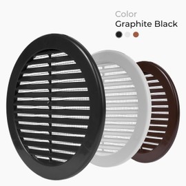 HVAC OV 10pack 6" Inch (Grille Dimensions) Black Plastic Round Vent Cover - HVAC Air Return Grille - Built-in Protection Screen - 7.4" Inch (External Dimensions)