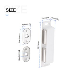 METALLIXITY Double Magnetic Latches Catch (3"x0.8") 4Pcs, Plastic Cabinet Magnet Latch - for Cabinet Door Drawer, Home Decoration, White