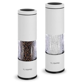 Salt and Pepper Grinder Set with Adjustable Coarseness | Manual Pepper Mill Grinder with Refillable Design | Ceramic Core | Kitchen Essential (2 Packs, White)