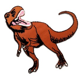 Iron on patches - dinosaur animal - brown - 8,5x8cm - Application Embroided patch badges