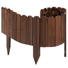 LINSHRY Wood Garden Edging Border, 3 Pack 9.8 in H x 4 ft L. Wooden Garden Fence Border for Decorative Landscape Border Edging, Courtyards Planting Fence Tree Fences(Total 12ft Length)