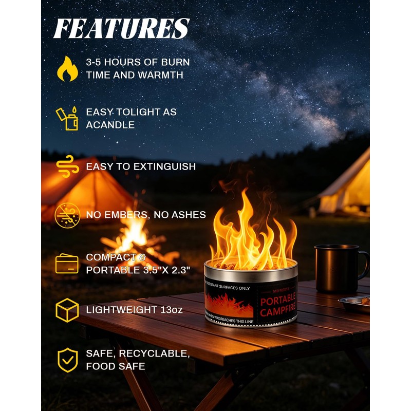 MR MIRYE Portable Smores Fire Pit - 3-5 Hours Burn